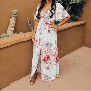 White floral maxi dress